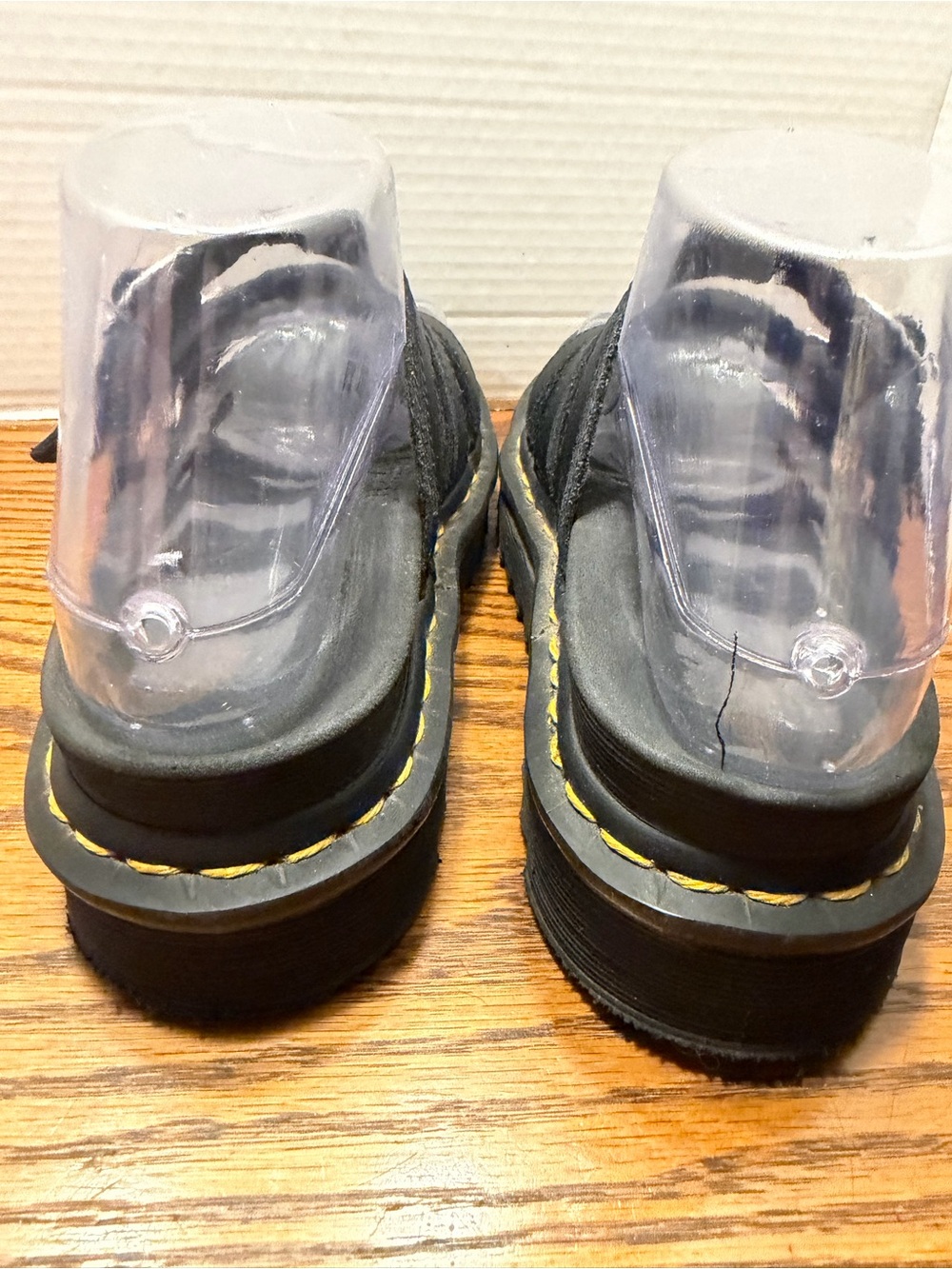 Dr. Martens Black Triple-Strap Sandals with Yellow Stitching - Picture 5 of 12